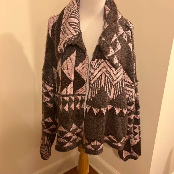 NWT Free People One and Another Cardi Printed Cardigan Sweater Purple Medium - Picture 5 of 14